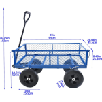 Utility Steel Garden Cart with Removable Sides, Heavy Duty Folding Lawn Wagon, 10 Inch Wheels, 550 Pound Capacity