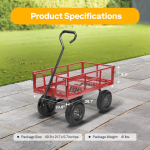 Heavy Duty Mesh Steel Garden Cart 880 Lbs Capacity Folding Utility Wagon with Removable Sides and 10 Inch Wheels Red