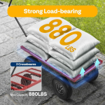 Heavy Duty Mesh Steel Garden Cart 880 Lbs Capacity Folding Utility Wagon with Removable Sides and 10 Inch Wheels Red