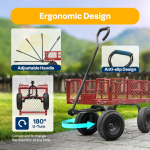 Heavy Duty Mesh Steel Garden Cart 880 Lbs Capacity Folding Utility Wagon with Removable Sides and 10 Inch Wheels Red