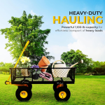 1100 Lbs Capacity Folding Utility Garden Cart with Mesh Steel Frame, Removable Sides, Large Wheels for Yard Work