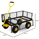 1100 Lbs Capacity Folding Utility Garden Cart with Mesh Steel Frame, Removable Sides, Large Wheels for Yard Work