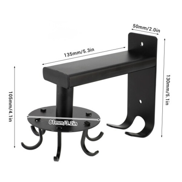 Rak Alat Dapur Aluminium, 6 Gantungan, Hitam, 135x130x50mm