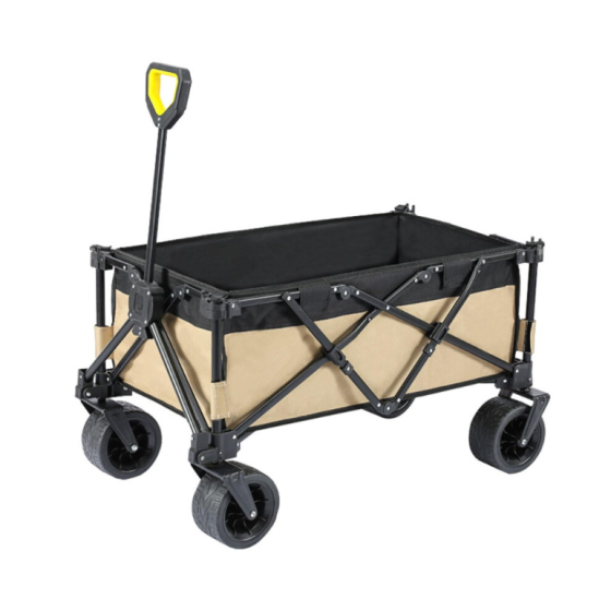 Kereta Lipat dengan Roda, Pegangan yang Dapat Disesuaikan, Kapasitas 220 lb, Kereta Serbaguna untuk Olahraga, Perkemahan, Pantai, Belanja