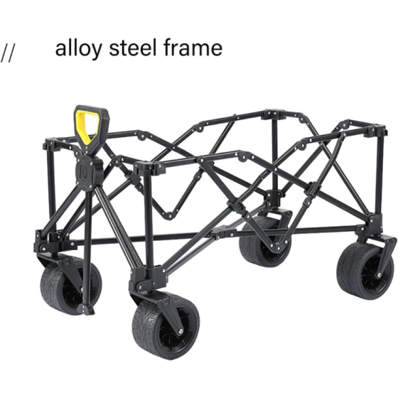 Kereta Lipat dengan Roda, Pegangan yang Dapat Disesuaikan, Kapasitas 220 lb, Kereta Serbaguna untuk Olahraga, Perkemahan, Pantai, Belanja