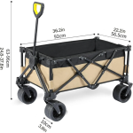Folding Cart with Wheels, Adjustable Handle, 220 lb Capacity, Multipurpose Utility Cart for Sports, Camping, Beach, Shopping