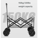 Collapsible Wagon, Portable Garden Cart with Adjustable Handle, 120L Capacity, Lightweight Folding Cart for Grocery Shopping and Camping