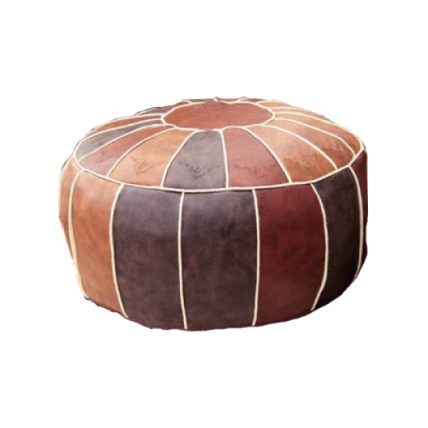 (Brown) Moroccan Leather Pouf Set