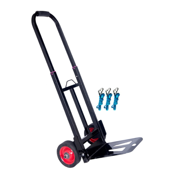 Kereta Tangan Baja Tahan Berat, Kereta Lipat Portabel dengan Tali Elastis untuk Berkebun, Pindahan, dan Belanja di Rumah, Ukuran Besar