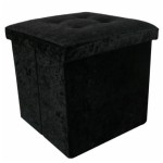 Ottoman Penyimpanan Kotak Kursi Velvet Hitam Bantal Kubus (Dapat Dilipat)