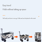 Kereta Lipat Pantai dengan Roda Semua-Terrain 10-Inci, Gerobak Kemah Lipat, Trailer Kebun dalam Warna Beige