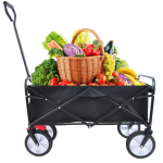 Kereta Lipat Outdoor dengan Rem, Kereta Kebun Tahan Berat untuk Belanja, Gerobak Serbaguna Lipat, Desain Portabel