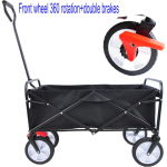 Kereta Lipat Outdoor dengan Rem, Kereta Kebun Tahan Berat untuk Belanja, Gerobak Serbaguna Lipat, Desain Portabel