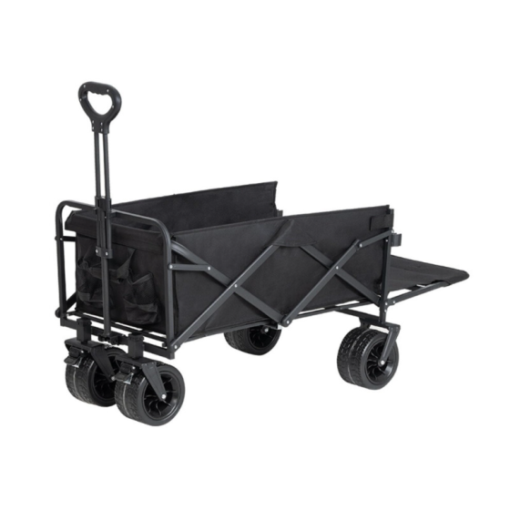 Kereta Serbaguna Lipat 200L, Gerobak Lipat Hitam, Desain Tahan Lama, Ringan, Portabel untuk Camping, Taman, Pantai, Belanja