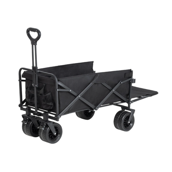 Faltbarer Mehrzweckwagen 200L Klappwagen Schwarz, Tragbar Leicht Robustes Design für Camping Garten Strand Einkaufen