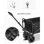 Faltbarer Mehrzweckwagen 200L Klappwagen Schwarz, Tragbar Leicht Robustes Design für Camping Garten Strand Einkaufen