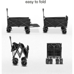 Faltbarer Mehrzweckwagen 200L Klappwagen Schwarz, Tragbar Leicht Robustes Design für Camping Garten Strand Einkaufen