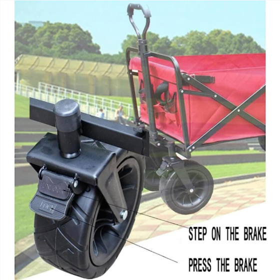 Kereta Tangan Outdoor Lipat dengan Roda Lebar dan Rem Ganda, Pegangan yang Dapat Ditarik, Putar 180 Derajat, Biru Laut