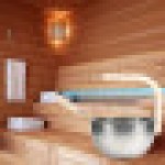 Ember Sauna Stainless Steel 4L dengan Pegangan Kayu, Aksesoris Sauna Rumah dan Ruang Uap