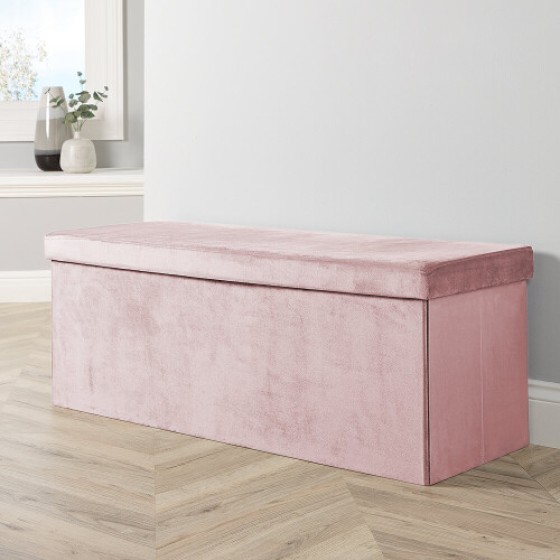 Sofia Oversized Rectangular Pink Storage Ottoman