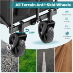 Gerobak Kereta Lipat dan Bisa Dilipat 30IN Hitam, Gerobak Serbaguna Taman Pantai Heavy Duty dengan Roda Semua Medan dan Tempat Minuman