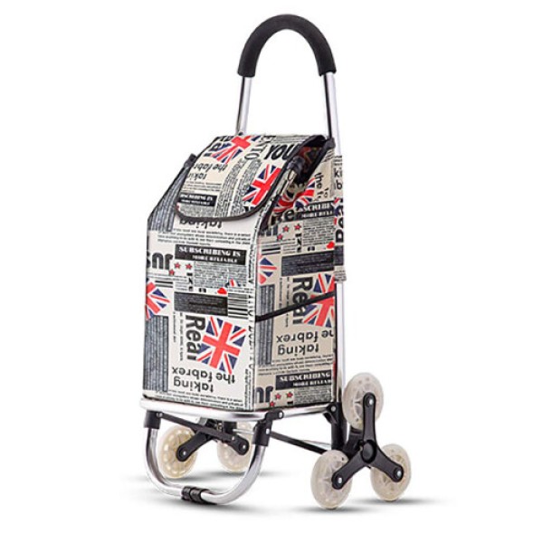 Handkarren Aluminium Alloy Six-Wheel Stair Climbing Trolley Folding Shopping Cart Luggage Carrier Utility Wagon