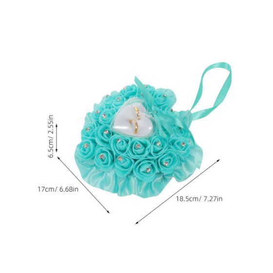 ローズ付きリングピロー、花嫁用2コンパートメント