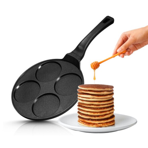INTIGNIS? Panci Pancake Anti Lengket - Pembuat Pancake Mini Multi Lubang, Panci Crepe & Pancake Gaya Amerika 4 Lubang untuk Pancake Individual Sempurna, Menggoreng