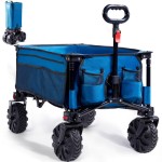 Timber Ridge Beach Trolley Cart with Detachable Wide Wheels - 100kg Folding Festival Wagon for Outdoor, Garden, Camping, Shopping (Blue) 0844093046558
