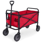 Kereta Trolley Lipat dan Kompak untuk Kegunaan Outdoor, Taman, Belanja, dan Perkemahan, Warna Burgundy, Tahan Beban Berat, Desain Kompak