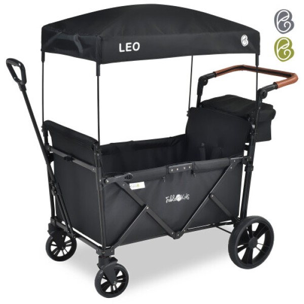 FableKids LEO X2Lite Handcart Lipat dengan Atap - Onyx Hitam, 2 Kursi, Kapasitas 80 kg, Roda 360, Tali Pengaman 5 Titik