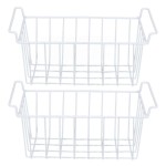 (41.5X24.5X20CM) 2pcs Freezer Wire Storage Basket Organizer Bin Hanging Metal Rack With Pe Coating L