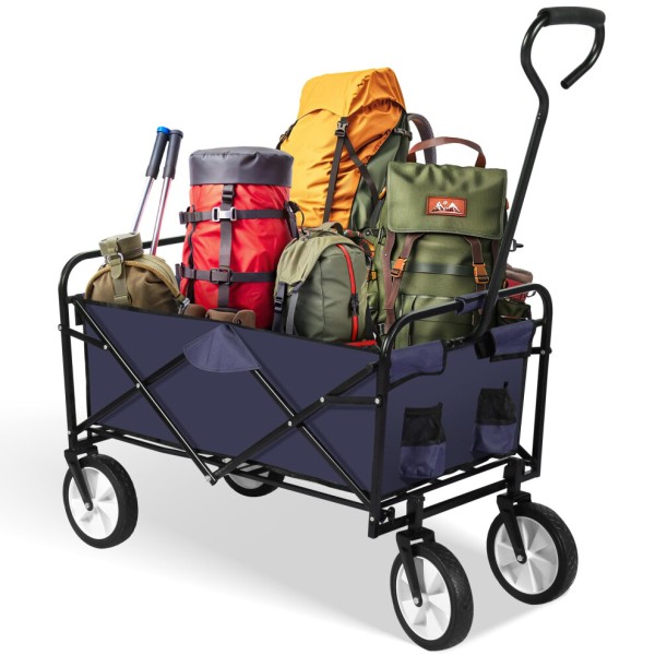 YSSOA ローリング折りたたみ式ガーデンカート キャンピングワゴン 360度回転ホイール 調整可能なハンドル 220lbs積載 B型