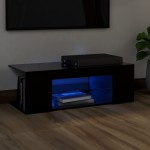 vidaXL Lemari TV dengan Lampu LED, Rak Audio Hi-Fi Hitam, Meja, Furnitur Ruang Tamu