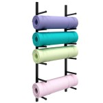Yoga Mat Wall Holder, 6-Layer Foam Roller and Towel Storage Rack, 103cm Metal Organizer for Yoga Blocks, Black