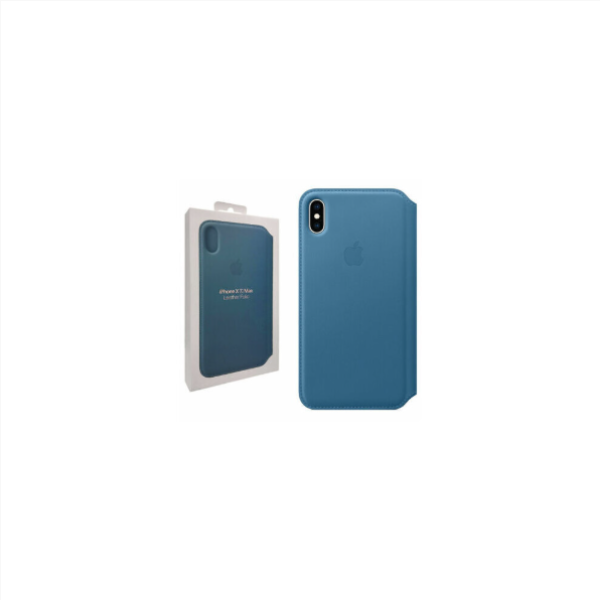 Casing Dompet Kulit Asli Apple iPhone XS Max Model Flip Folio – Warna Biru Cornflower