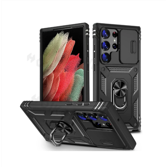 (Hitam, Samsung S25 Ultra) Casing Lensa Kamera Geser untuk Samsung Galaxy S25 Ultra