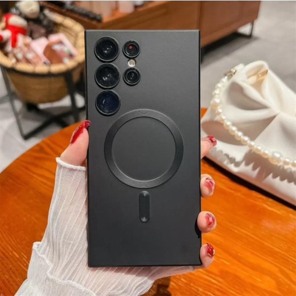 (Hitam, Untuk Samsung S25 Ultra) Casing Ponsel Mewah MagSafe Magnetik untuk Pengisian Nirkabel untuk Samsung Galaxy S25, S24, S23, S22, S21 Ultra, S20 FE, Note 10, 20 Ultra