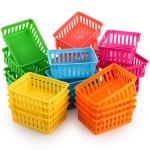 24 Pack Classroom Storage Baskets, Small Plastic Crayon Pencil Organizer Bins, Colorful Desk and Drawer Storage Trays, 6.1"L x 4.7"W x 2.4"H