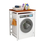 Rak Pengering Pakaian Berdiri di Atas Mesin Cuci, Hemat Ruang, Pengatur Kamar Mandi untuk Mesin Cuci Bukaan Depan, Desain Kokoh