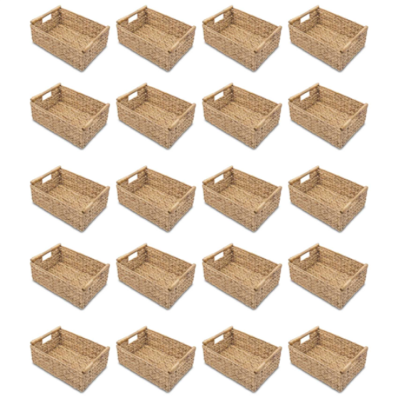 Keranjang Rotan Kecil untuk Mengatur Kamar Mandi, dengan Gagang Kayu