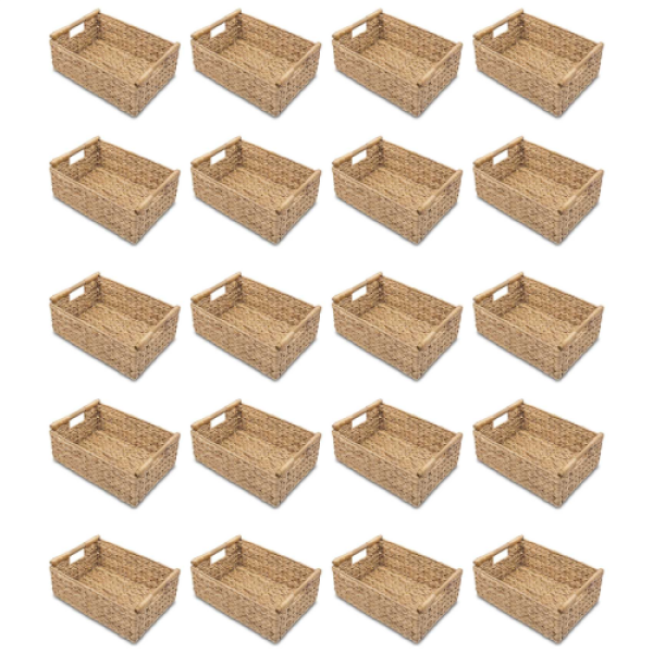 Keranjang Rotan Kecil untuk Mengatur Kamar Mandi, dengan Gagang Kayu