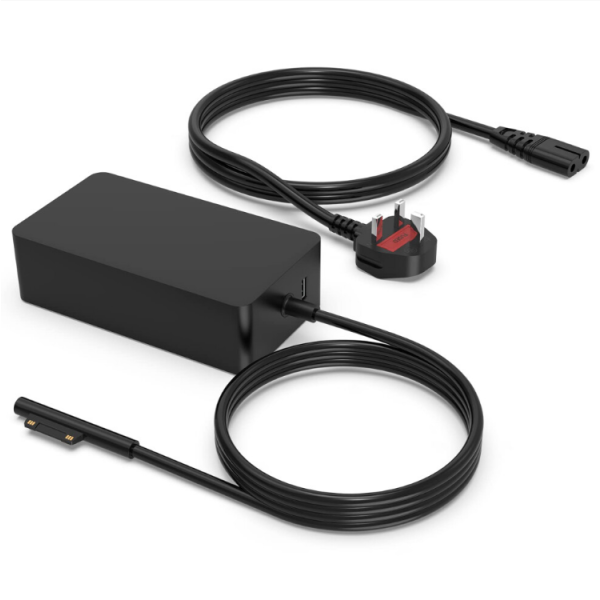 Charger Surface Pro 65W yang Kompatibel dengan Microsoft Surface Pro 9/8/X/7/7+/6/5, Surface Book 3/2/1, Surface Laptop 5/4/3/2/1, Surface Studio, dan Surface Go Tablet. Mendukung semua perangkat.