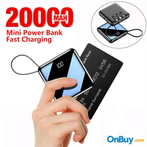 Mini Power Bank, 20000mAh Charger Battery Pack 2 USB untuk Ponsel