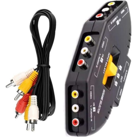 Kotak Switch Video dengan 3 Input dan 1 Output, Pembagi HDMI Hitam, Kompatibel dengan Konsol Game dan Sistem Home Theater