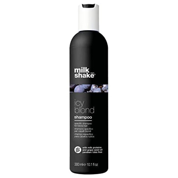 Milkshake | Ice Blonde Shampoo | Designed for Blonde or Chemically Treated Hair | 300ml | Yellowing Removal with Black Pigment