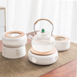 Cangkir Penghangat Teko Listrik, Penutup Cangkir Teh, Paket 4, Pembakar Lilin Teh Keramik Putih untuk Kecocokan dengan Teko