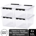 SmartStore Classic 31 Kotak Penyimpanan Transparan 32L, Paket 4