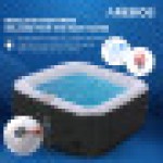 AREBOS Inflatable Hot Tub | Indoor/Outdoor Spa Pool 2400W | 4-Person | 154x154 cm | 100 Massage Jets | Heating | 600L | With Cover