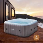 AREBOS Inflatable Hot Tub | Indoor/Outdoor Spa Pool 2400W | 4-Person | 154x154 cm | 100 Massage Jets | Heating | 600L | With Cover
